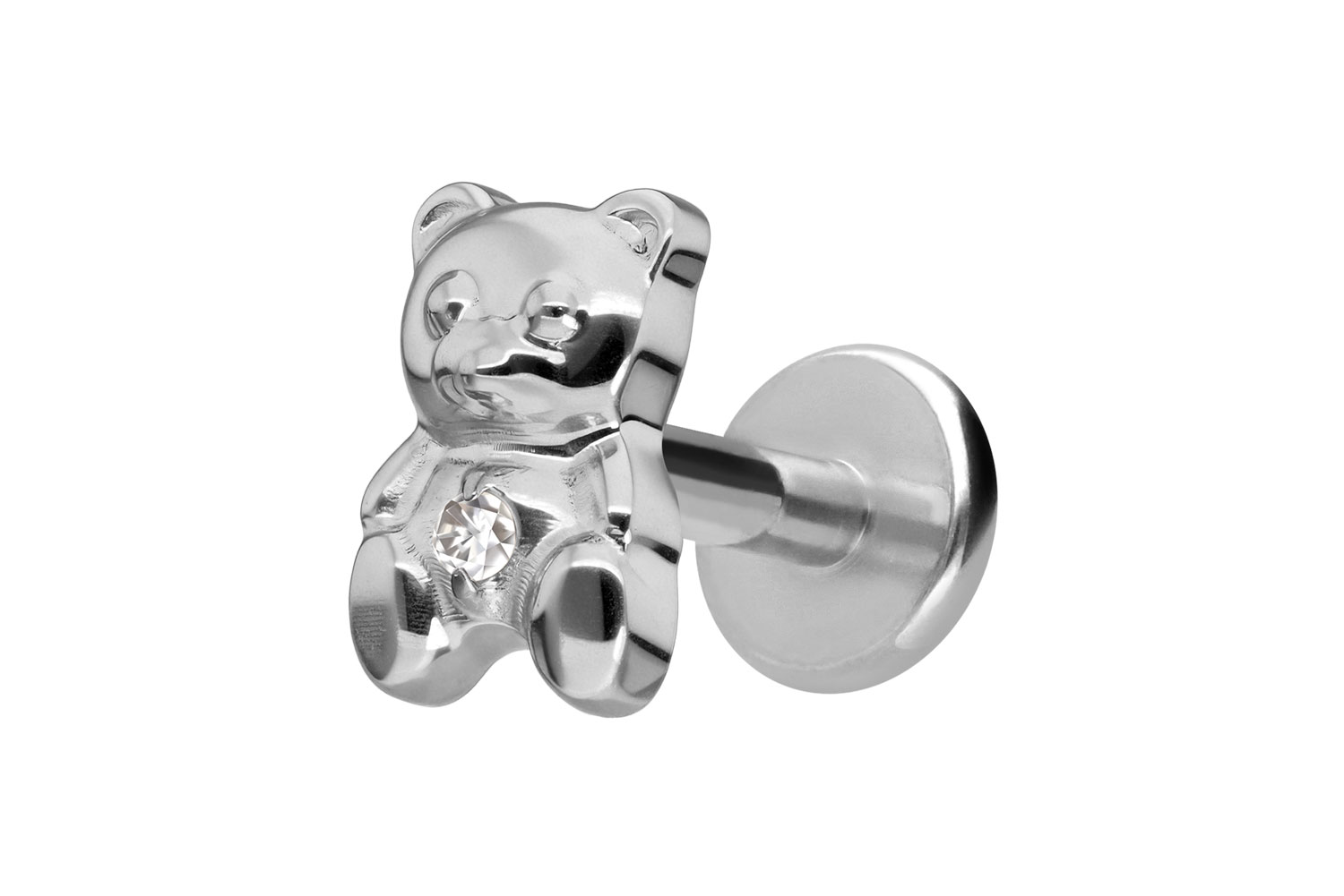 Titan Labret Piercing mit Innengewinde TEDDYBÄR